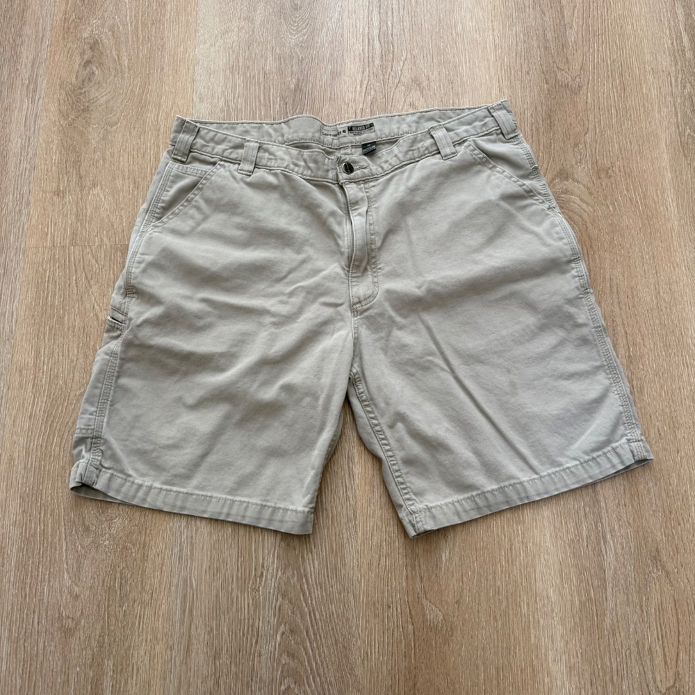Carhartt BS2514-M Rugged Flex Canvas Work Shorts Mens 40 Tan Relaxed Fit Utility